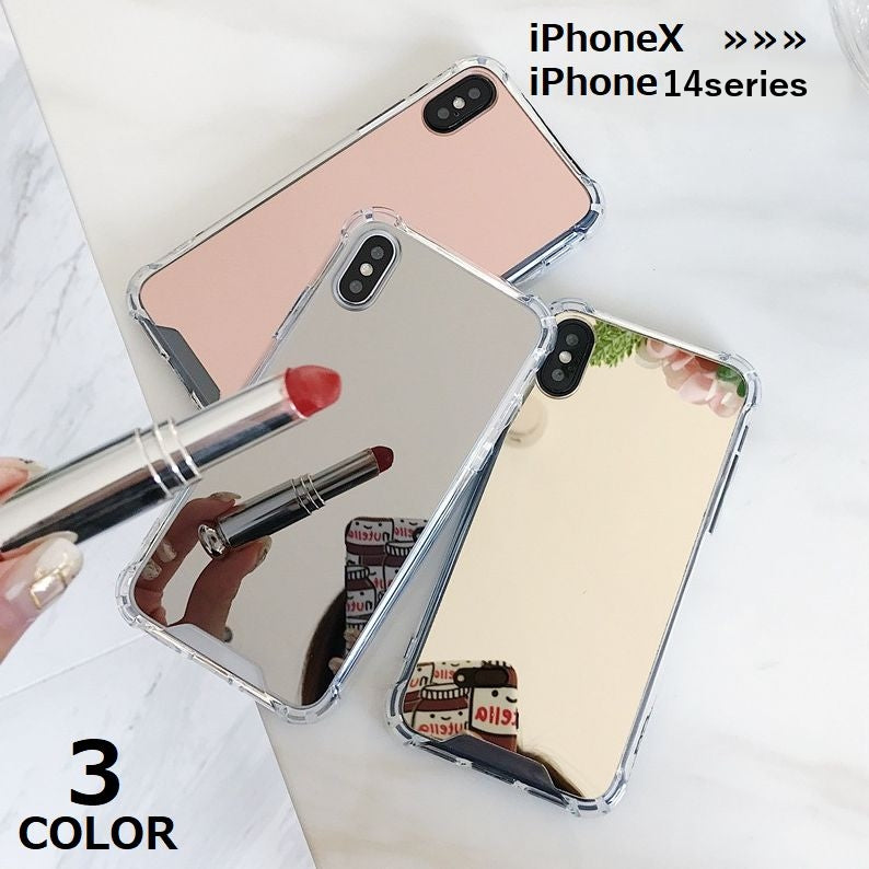 iPhoneケース iPhoneカバー スマホケース 軽量 鏡 ミラー付き TPU 耐衝撃 背面保護 傷防止 アイフォンケース