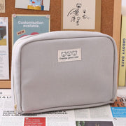 ペンケース 筆箱 大容量 ペン入れ ポーチ 文房具入れ 小物入れ 無地 キャンバス メッシュポケット 収納力 多機能 シンプル かわいい ピンク グレー
