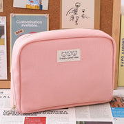 ペンケース 筆箱 大容量 ペン入れ ポーチ 文房具入れ 小物入れ 無地 キャンバス メッシュポケット 収納力 多機能 シンプル かわいい ピンク グレー