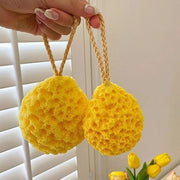 ボディスポンジ バススポンジ バス用品 バスグッズ 紐付き 手持ち ボディタオル おしゃれ かわいい 体洗い お風呂グッズ 女性 子供 キッズ イエロー