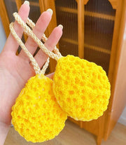 ボディスポンジ バススポンジ バス用品 バスグッズ 紐付き 手持ち ボディタオル おしゃれ かわいい 体洗い お風呂グッズ 女性 子供 キッズ イエロー