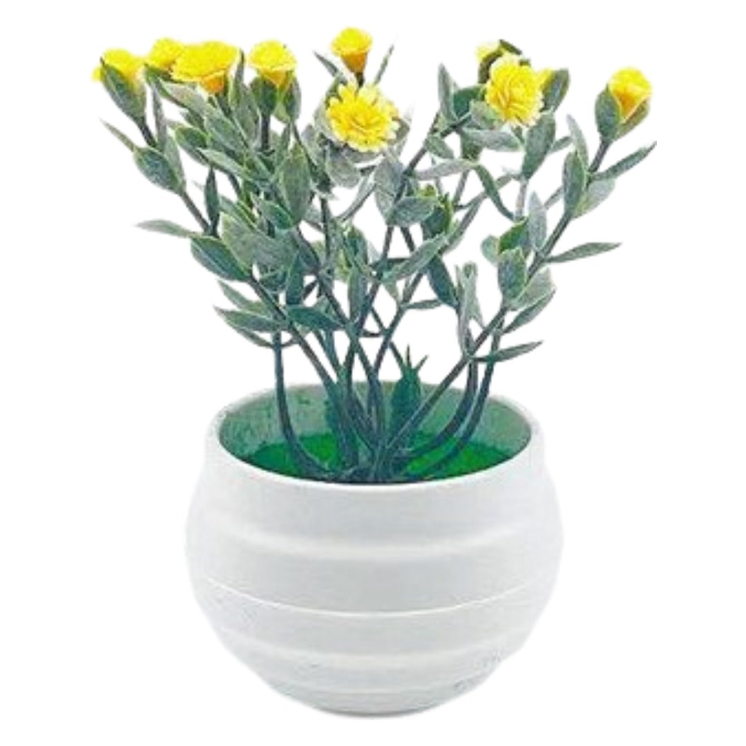人工観葉植物 フェイクグリーン 造花 枯れない 植物装飾 ポット付き ラウンド×イエロー バリエーション画像