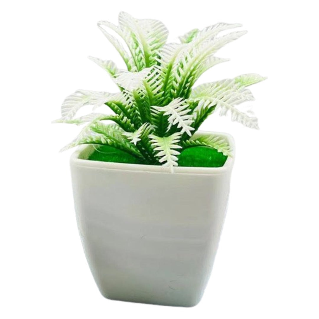 人工観葉植物 フェイクグリーン 造花 枯れない 植物装飾 ポット付き スクエア×ホワイト バリエーション画像