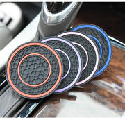 車用コースター カップホルダー コースター ２個セット デコレーション カー用品 カップマット 車用アクセサリー ライン ドリンクマット ソフト やわらかい 滑り止め 厚手 丸 サークル おしゃれ カスタマイズ 白 黒 赤 青 ピンク 緑 黄 紫 橙 灰