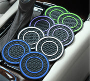 車用コースター カップホルダー コースター ２個セット デコレーション カー用品 カップマット 車用アクセサリー ライン ドリンクマット ソフト やわらかい 滑り止め 厚手 丸 サークル おしゃれ カスタマイズ 白 黒 赤 青 ピンク 緑 黄 紫 橙 灰