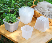植木鉢 4個組 鉢植え プランター フラワーポット プラスチック 八角鉢 通気性 排水穴 軽量 半透明 ガーデニング 多肉植物