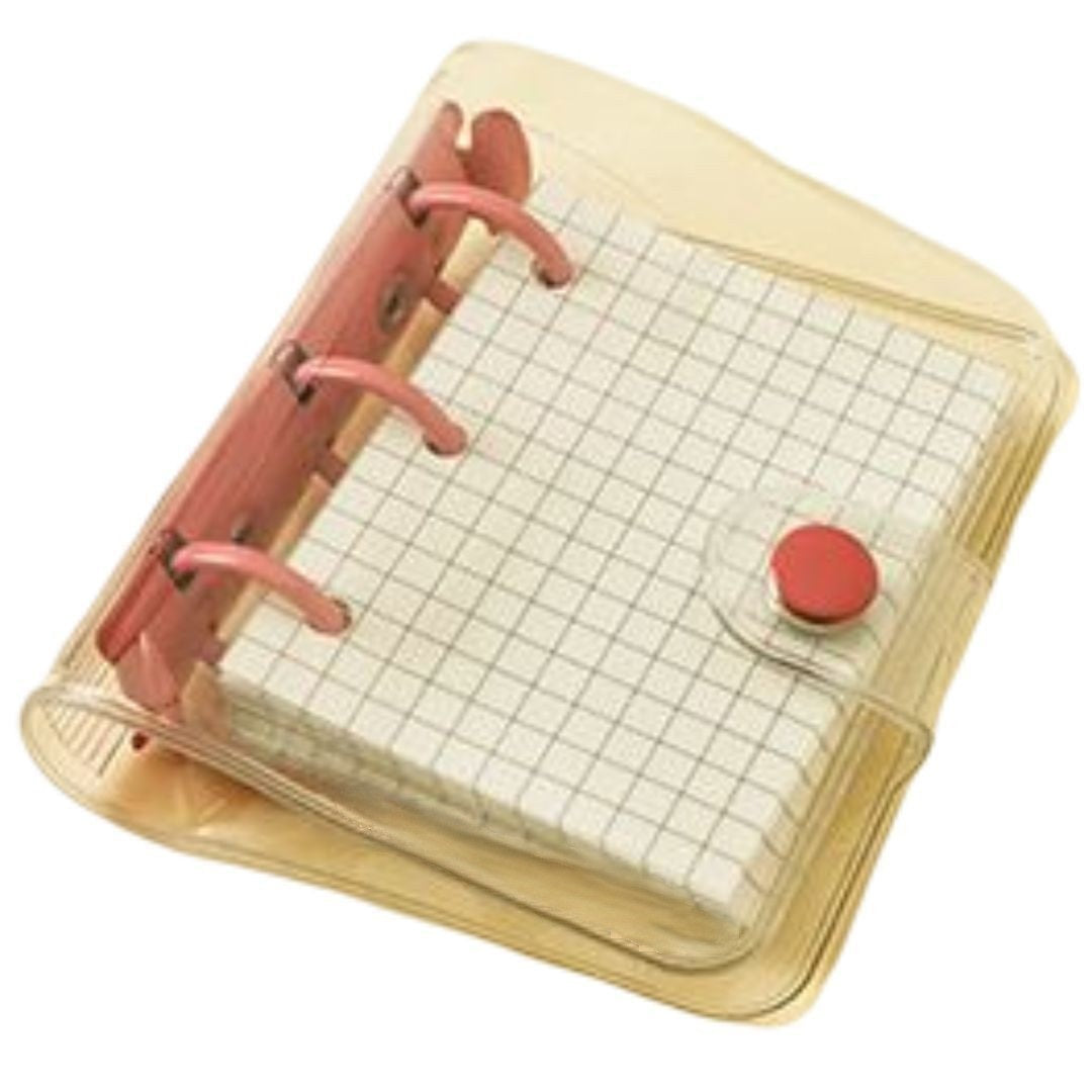 システム手帳 透明バインダー メモ帳 文房具 ミニ ポケットサイズ 3穴 クリア トレカケース 格子ノート リフィル付 シンプル