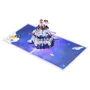 グリーティングカード メッセージカード ポップアップ 飛び出す 3D ロケット 宇宙飛行士 ケーキ ギフト プレゼント 贈り物 誕生日 バースデーカード おしゃれ かわいい 面白 ユニーク