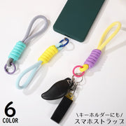 スマホストラップ ハンドストラップ 太丸紐 丸型カラビナ 落下防止 紛失防止 カメラ デジカメ キーホルダー キーリング おしゃれ