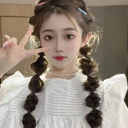 エクステ エクステンション ウィッグゴム 単品 三つ編み ヘアゴム ポイントウィッグ 部分ウィッグ ロング 女性 レディース 編み込み ボリューム 結ぶだけ 簡単 かわいい ヘアアレンジ イメチェン ヘアアクセサリー ロングヘア お出かけ イベント 黒 茶 ピンク 青