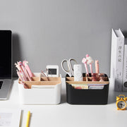卓上収納ボックス 小物入れ 机上収納 リモコンラック 整理用品 ペン立て 文房具 メガネ入れ おしゃれ メイク用品 仕切り付き