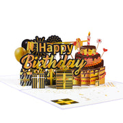 バースデーカード ポップアップ 誕生日 グリーティングカード 3D メッセージカード birthday お祝い バースディケーキ プレゼントモチーフ 立体 飛び出す