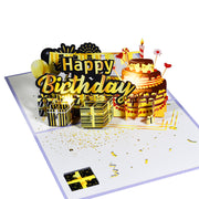 バースデーカード ポップアップ 誕生日 グリーティングカード 3D メッセージカード birthday お祝い バースディケーキ プレゼントモチーフ 立体 飛び出す