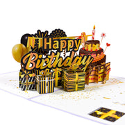 バースデーカード ポップアップ 誕生日 グリーティングカード 3D メッセージカード birthday お祝い バースディケーキ プレゼントモチーフ 立体 飛び出す