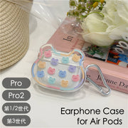 イヤホンケースカバー カラビナ付き AirPods 1 2 3 Pro Pro2 エアポッズ 保護ケース ソフトケース  傷防止 保護 充電可能 クマ 熊 おしゃれ かわいい 第1世代 第2世代 第3世代 エアーポッズ イヤホン用アクセサリー