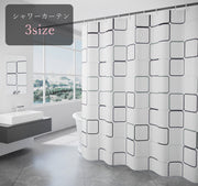 シャワーカーテン インテリア雑貨 バス用品 風呂場用品 180cm 120cm 150cm 総柄 スクエア柄 ホワイト シンプル カジュアル 可愛い キュート おしゃれ ユニットバス 目隠し