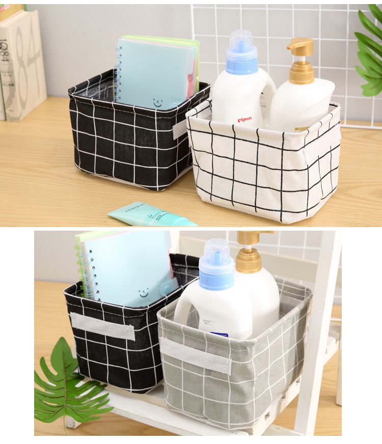 収納バスケット 布製カゴ 収納ボックス 小物入れ 20×14cm 持ち手つき 商品画像4