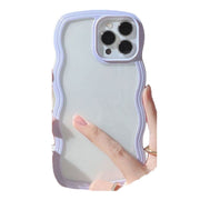 iPhone用ケース iPhone用カバー スマホケース スマホカバー クリア 透明 背面保護 耐衝撃 傷予防 傷防止 ウェーブ型 携帯ケース 保護カバー パステルカラー iPhone16 iPhone16Pro iPhone15 15Pro  iPhone13 iPhone14 14Pro アイフォン用ケース スマートフォンケース