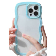 iPhone用ケース iPhone用カバー スマホケース スマホカバー クリア 透明 背面保護 耐衝撃 傷予防 傷防止 ウェーブ型 携帯ケース 保護カバー パステルカラー iPhone16 iPhone16Pro iPhone15 15Pro  iPhone13 iPhone14 14Pro アイフォン用ケース スマートフォンケース