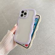 iPhone用ケース iPhone用カバー スマホケース スマホカバー クリア 透明 背面保護 耐衝撃 傷予防 傷防止 ウェーブ型 携帯ケース 保護カバー パステルカラー iPhone16 iPhone16Pro iPhone15 15Pro  iPhone13 iPhone14 14Pro アイフォン用ケース スマートフォンケース