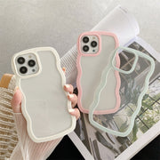 iPhone用ケース iPhone用カバー スマホケース スマホカバー クリア 透明 背面保護 耐衝撃 傷予防 傷防止 ウェーブ型 携帯ケース 保護カバー パステルカラー iPhone16 iPhone16Pro iPhone15 15Pro  iPhone13 iPhone14 14Pro アイフォン用ケース スマートフォンケース