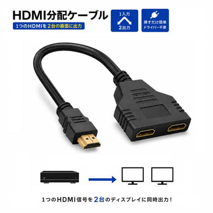 HDMI分配ケーブル 分配器 スプリッター 分岐 1入力 2出力 商品画像