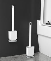 トイレブラシ トイレ用品 シリコン製 ケース付き 壁掛け 床置き スリム コンパクト ホワイト 白 無地 柔らかい シンプル おしゃれ ピンク ブルー グリーン