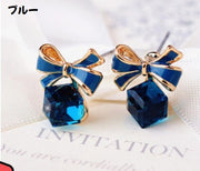 ピアス レディース アクセサリ ファッション小物 キューブ型 リボン スタッドピアス おしゃれ 可愛い
