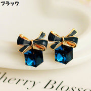 ピアス レディース アクセサリ ファッション小物 キューブ型 リボン スタッドピアス おしゃれ 可愛い