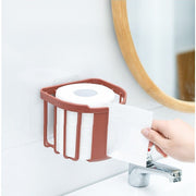トイレットペーパーホルダー ペーパーボックス 壁掛け 吊り下げ 粘着テープ 小物入れ 収納 円形 ラウンド 浴室 洗面所 予備 省スペース シンプル 収納ボックス 籠 カゴ