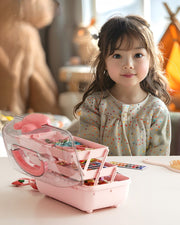 アクセサリー収納ボックス 収納ケース メイクボックス 小物収納  3段 大容量 たっぷり キッズ 子ども 子供 女の子 ハンドル付き 持ち運び 仕切り ヘアピン 髪止め ヘアゴム 文房具 化粧品 うさぎ ウサギ かわいい ギフト プレゼント