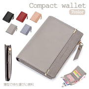 財布 二つ折り 薄型 ウォレット レディース 薄い ミニ お札入れ 小銭入れ カード入れ レザー調 ファスナー スナップボタン 四角形 コンパクト スリム 女性用 婦人用 コインケース 母の日 誕生日 贈り物 プレゼント ギフト ホワイトデー ブラック 黒 グレー ピンク ブルー くすみカラー 大人 女子 落ち着いた雰囲気