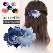バレッタ ヘアアクセサリー レディース キッズ 女の子 花 フラワーモチーフ ラインストーン キラキラ 髪留め 髪飾り まとめ髪 ヘアアレンジ 存在感 大ぶり 上品 エレガント かわいい おしゃれ 結婚式 普段使い 女性 女児