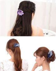 バレッタ ヘアアクセサリー レディース キッズ 女の子 花 フラワーモチーフ ラインストーン キラキラ 髪留め 髪飾り まとめ髪 ヘアアレンジ 存在感 大ぶり 上品 エレガント かわいい おしゃれ 結婚式 普段使い 女性 女児