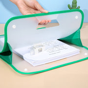 ファイルケース 書類ケース 持ち手付き 大きいサイズ 文房具 ファイル 書類入れ 持ち運び 持ち歩き 半透明 スナップボタン 大容量 マチあり 書類整理 文具 保管 汚れ防止 ホルダー 収納 事務用品 学用品 シンプル かわいい おしゃれ 通勤 通学 青 ピンク 緑 黄 赤 黒