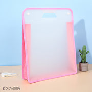 ファイルケース 書類ケース 持ち手付き 大きいサイズ 文房具 ファイル 書類入れ 持ち運び 持ち歩き 半透明 スナップボタン 大容量 マチあり 書類整理 文具 保管 汚れ防止 ホルダー 収納 事務用品 学用品 シンプル かわいい おしゃれ 通勤 通学 青 ピンク 緑 黄 赤 黒