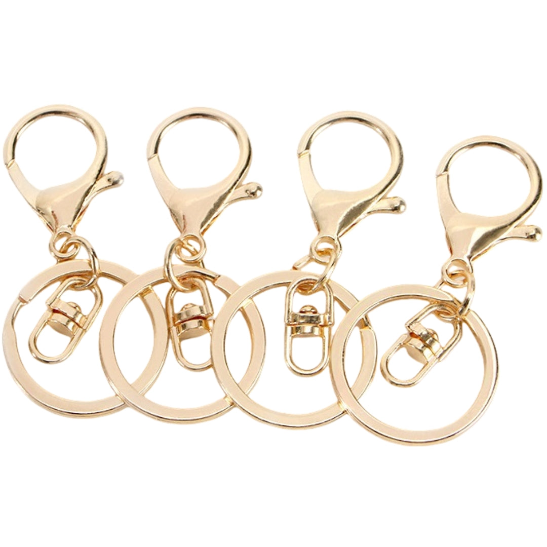 キーチェーン 3個セット キーホルダー キーリング クラフトパーツ キーホルダーパーツ カラビナ 接続金具 ハンドメイド 手芸用品 クラフト素材 回転式 チェーン式 手作り パーツ 部品 シンプル ベーシック 金色 銀色