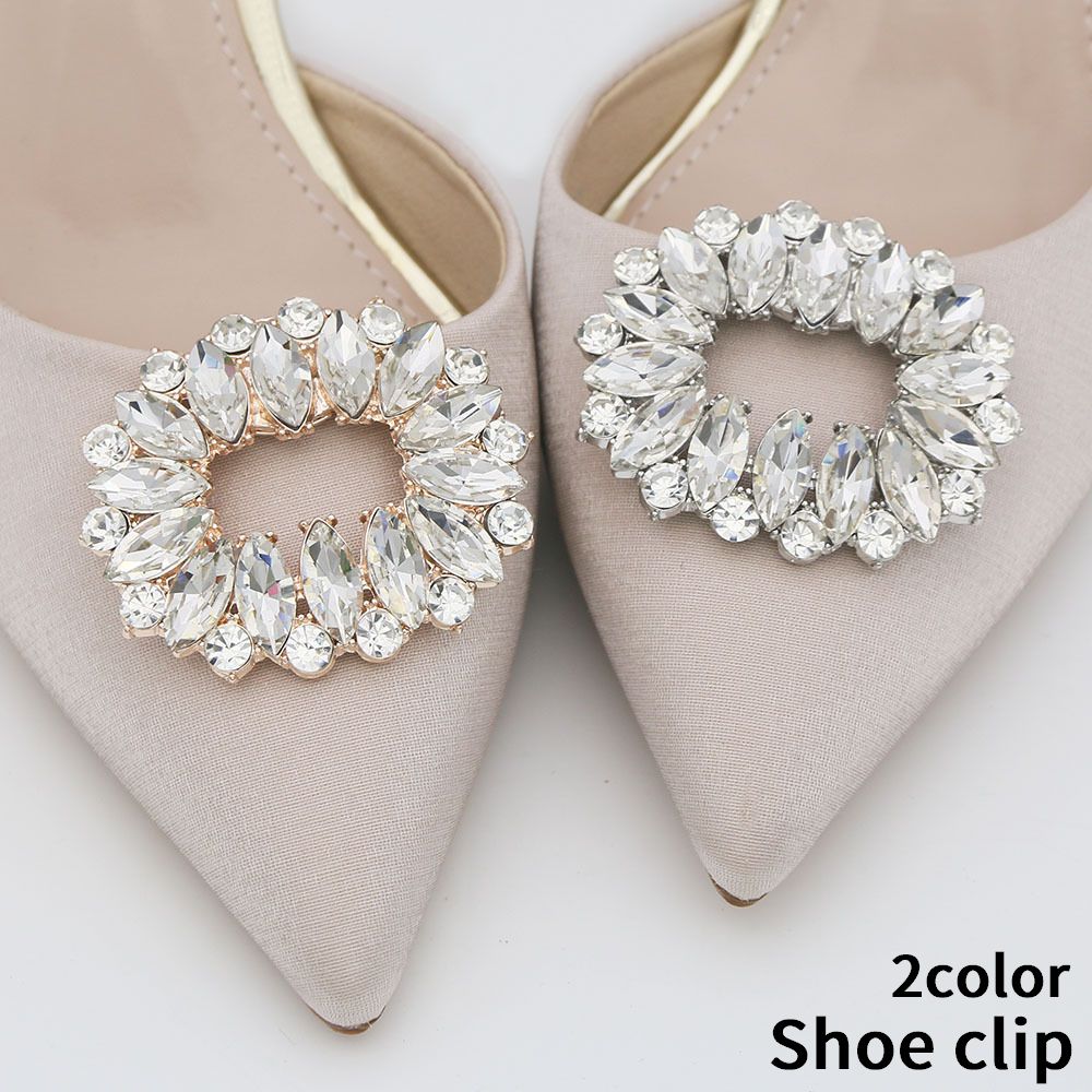 シュークリップ シューズクリップ 2個セット レディース シューズアクセサリー シューパーツ キラキラ おしゃれ 結婚式 パーティ