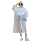 レインココート レインウエア 男女兼用 レディース メンズ 雨よけ カッパ 雨具 ロング丈 フード スナップボタン 無地 透け ホワイト シンプル