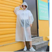 レインココート レインウエア 男女兼用 レディース メンズ 雨よけ カッパ 雨具 ロング丈 フード スナップボタン 無地 透け ホワイト シンプル