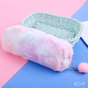 ペンケース  筆箱 筆入れ 小物入れ メイクポーチ コスメポーチ ふわふわ ゆめかわ 起毛 フェイクファー ポンポン付き マーブルカラー 文房具 筆記用具入れ 文具 ファスナー チャック かわいい おしゃれ ガーリー シンプル 通学 小学生 中学生 高校生 大学生 女の子 レディース ピンク 紫 ローズ