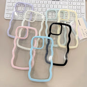 スマホカバー スマホケース ウェーブ レディース 女性 メンズ 男性 ユニセックス 男女兼用 スマホ関連雑貨 波型 ウェーブ 透明 クリア ホワイト ピンク ブラック シンプル カジュアル かわいい キュート iPhoneとの互換品