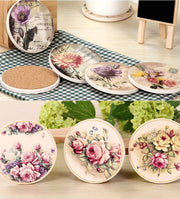 コースター キッチン用品 コルク 丸型 サークル 雑貨 吸水 花 バラ デザイン豊富 おしゃれ かわいい ギフト プレゼント 景品