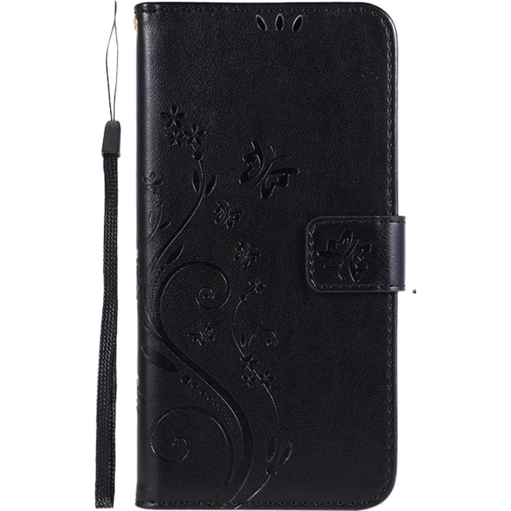 iPhone用ケース スマートフォンケース スマホカバー アイフォンケース 手帳型 花 ブラック バリエーション画像
