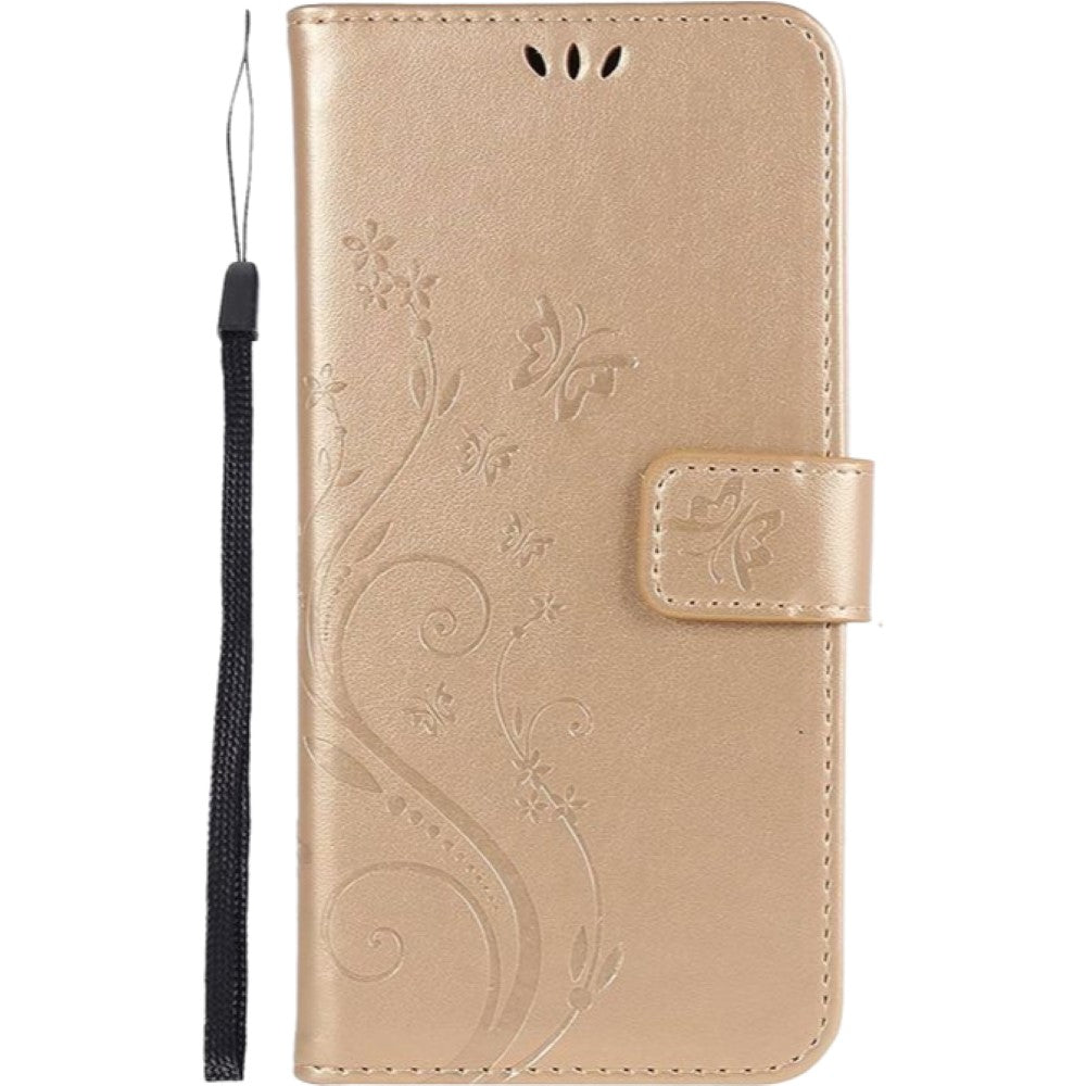iPhone用ケース スマートフォンケース スマホカバー アイフォンケース 手帳型 花 ゴールド バリエーション画像