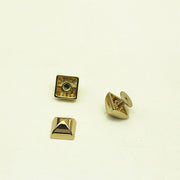飾りカシメ 角カシメ 角ピラミッド 手芸用品 クラフト材料 金具 留め具 ねじ式 ネジ式 10mm 12mm 15mm パーツ 装飾 DIY 無地 単色 シルバーカラー ゴールドカラー ガンメタ