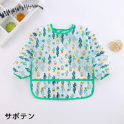お食事エプロン 長袖 防水 スモック ベビー キッズ 子供 男の子 女の子 食べこぼしポケット マジック テープ アニマル 恐竜 フラミンゴ かわいい 出産祝い 入園準備 男児 女児