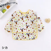 お食事エプロン 長袖 防水 スモック ベビー キッズ 子供 男の子 女の子 食べこぼしポケット マジック テープ アニマル 恐竜 フラミンゴ かわいい 出産祝い 入園準備 男児 女児