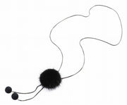 ネックレス ペンダント レディース アクセサリー ぽんぽん ふわふわ ボール ラウンド型 75センチ ロング 長め かわいい ダークカラー 冬 プレゼント ギフト 贈り物 誕生日 記念日