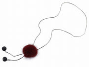 ネックレス ペンダント レディース アクセサリー ぽんぽん ふわふわ ボール ラウンド型 75センチ ロング 長め かわいい ダークカラー 冬 プレゼント ギフト 贈り物 誕生日 記念日